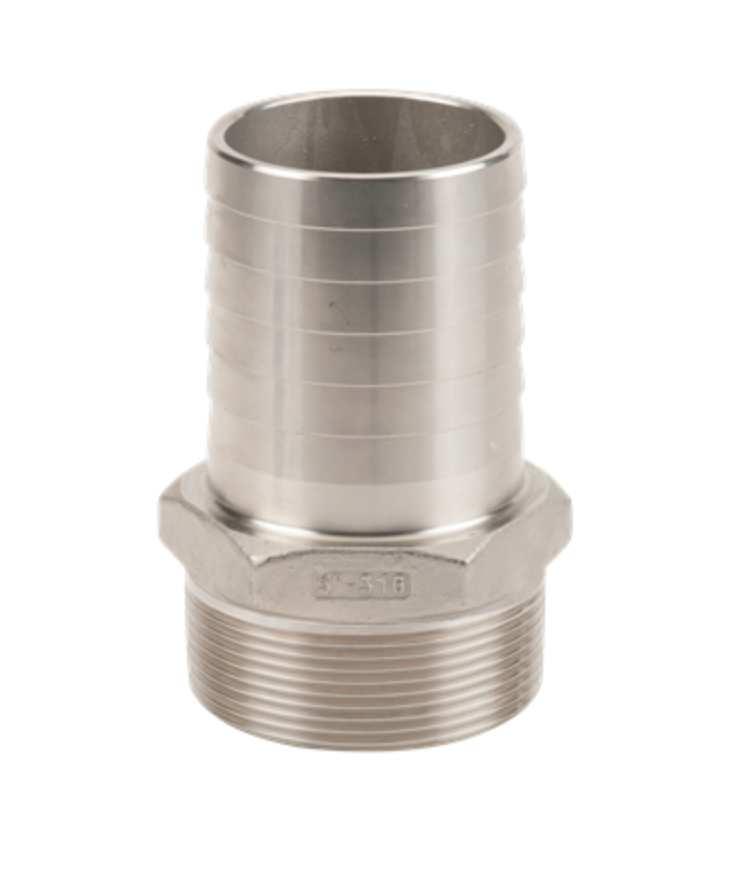 3" Male Thread X 3" Stainless Steel Hose Shank