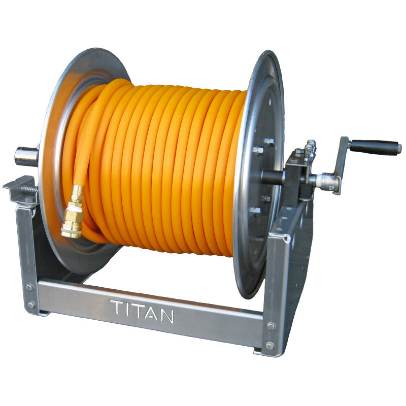 Kings 12" Manual Hose Reel w/ Stainless Steel Manifold, 300' of 3/8" ID Hose Included, Model 38