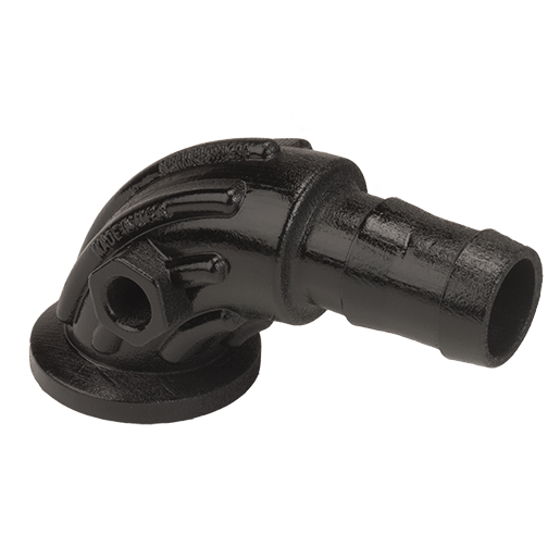 1" Full Port Flange X 1" Hose Shank Sweep With ¼" Gauge Port