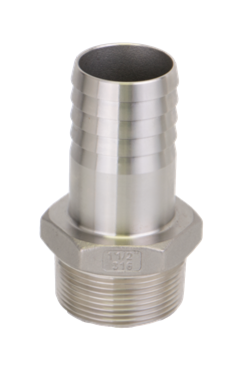 1½" Male Thread X 1½" Stainless Steel Hose Shank