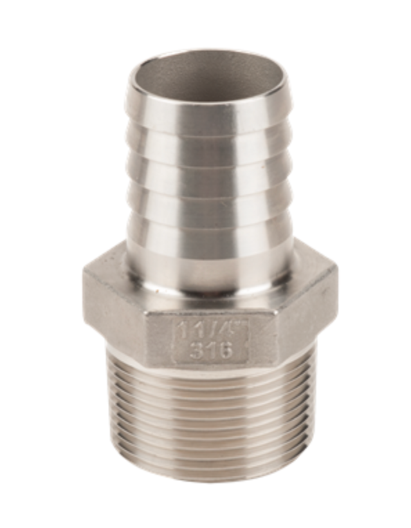 1¼" Male Thread X 1¼" Stainless Steel Hose Shank