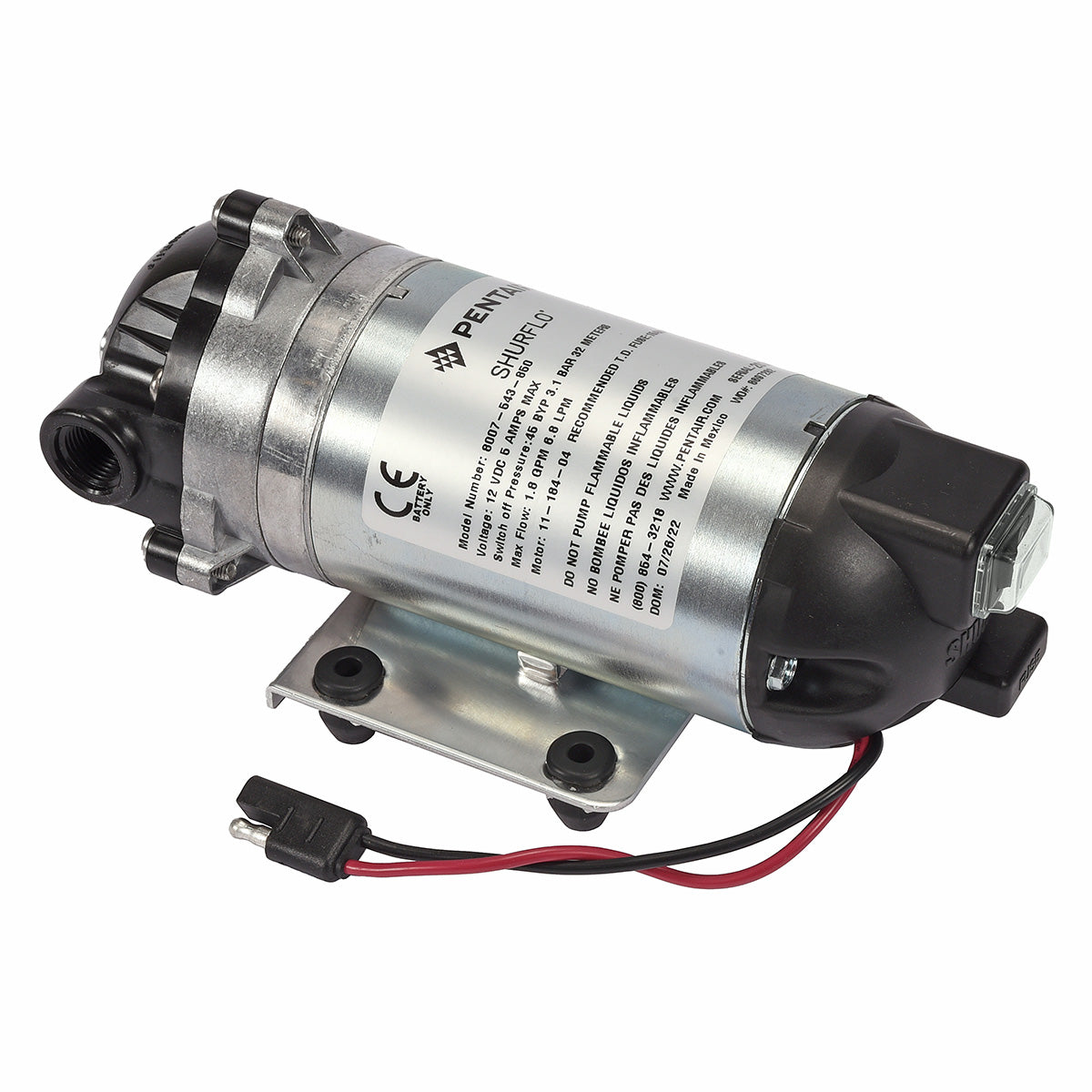 8007-543-850 Bypass 12V Diaphragm Pump w/ Electrical Package (1.8 gpm, 50 psi)