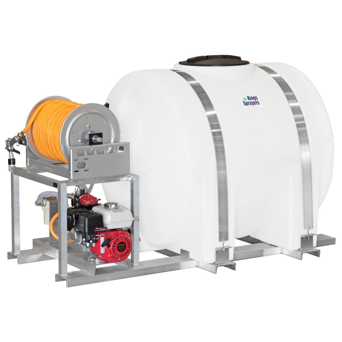 Kings 335 Gallon Skid Sprayer, 9.6 GPM, 580 PSI, Diaphragm Pump, Honda GX160, Electric Hose Reel, Model KS335
