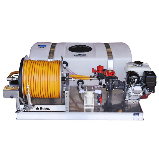 Kings Sprayers KS50LPS2038E 50 Gallon Low Profile Skid Sprayer with 6 gpm Diaphragm Pump and Electric Hose Reel