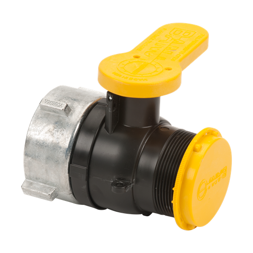 2" Poly Spinweld Valve With NPT Outlet, Foil Seal & Cap With FKM Gasket