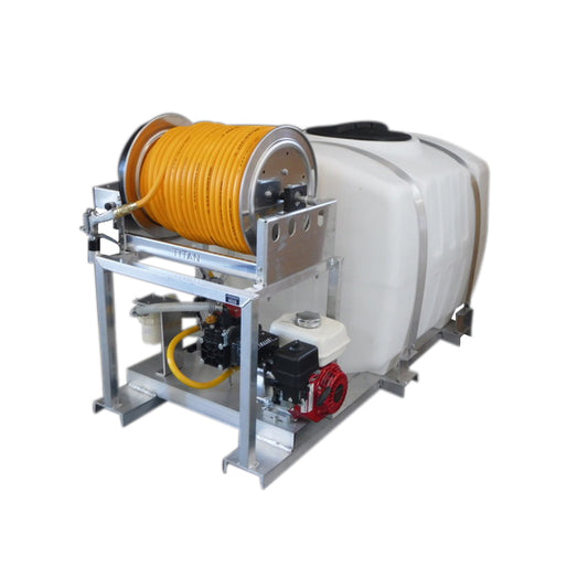 Kings 300 Gallon Skid Sprayer, 9.6 GPM, 580 PSI, Diaphragm Pump, 5.5 HP Engine, Electric Hose Reel, Tank Longways, Model KS300