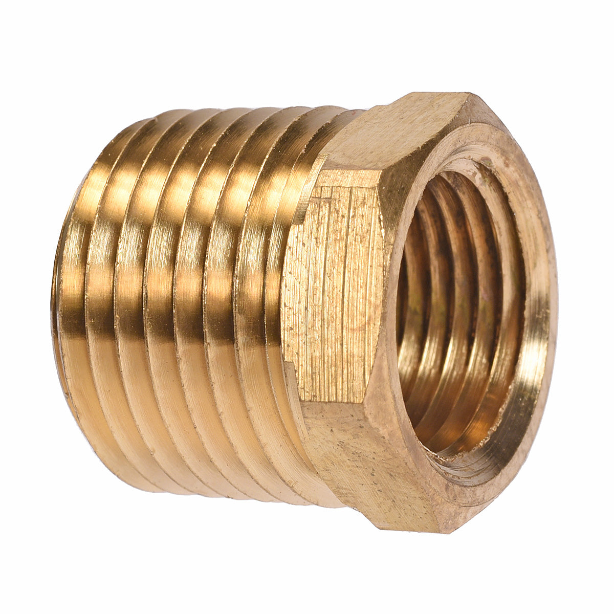 1/2" MNPT x 3/8" FNPT Brass Reducer Bushing