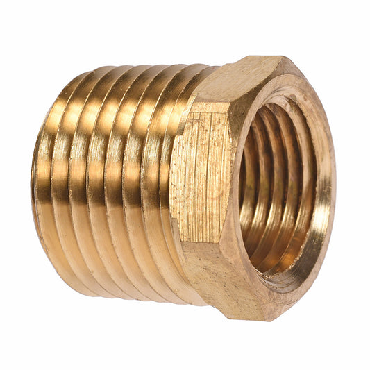 1/2" MNPT x 3/8" FNPT Brass Reducer Bushing