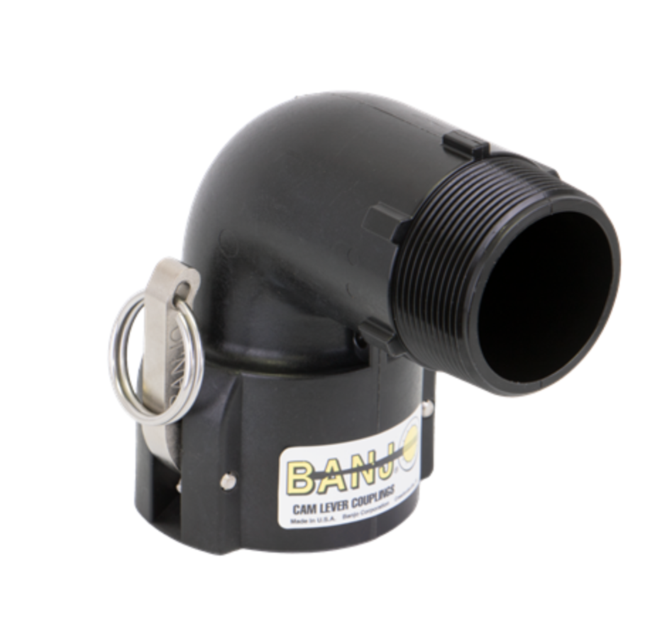 2" 90° Female Coupler x 2" Male Thread Poly Cam Lever