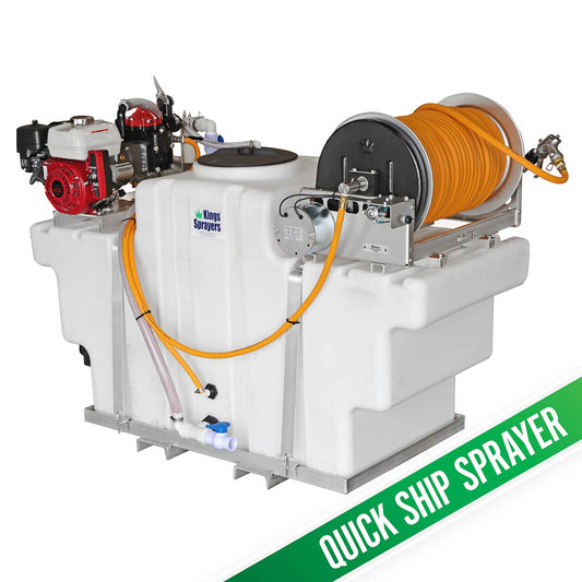 Kings Sprayers 200 Gallon SpaceSaver Skid w/ 10 gpm Pump & Electric Reel w/ 300' 1/2" ID Hose