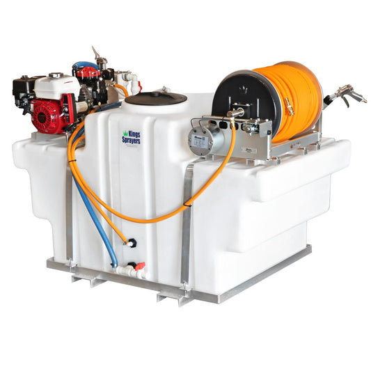 Kings Sprayers 300 Gallon SpaceSaver Skid w/ 10 gpm Pump & Electric Reel w/ 300' 1/2" ID Hose