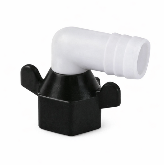 1/2" FNPT x 3/8" Barb Swivel Hexnut Elbow Fitting