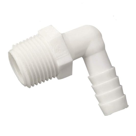 3/8" MNPT x 3/8" Barb Elbow Fitting - Poly