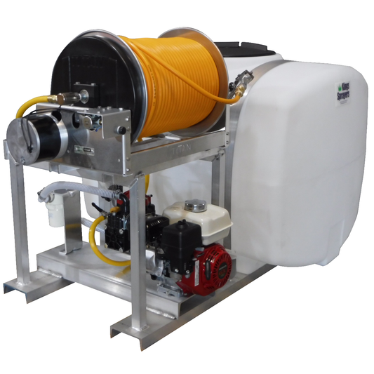 Kings 200 Gallon Skid Sprayer, 9.6 GPM, 580 PSI, Diaphragm Pump, 5.5 HP Engine, Reel Mounted Passenger Side, Model KS200