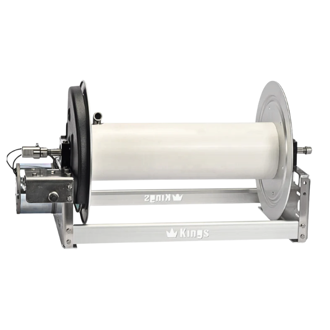 KR1A22E Kings 22" Aluminum Electric Hose Reel with Stainless Steel Manifold