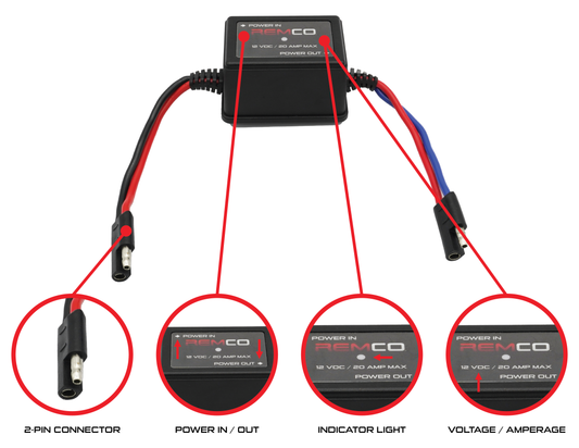 Remco 901-RC01-R REMOTE CONTROL - 12 VDC, REMOTE ON/OFF SWITCH, 20 AMP, 2-PIN, REMOTE/LANYARD INCLUDED