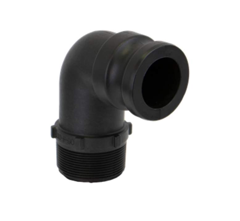 2" 90°  Male Adapter X 2" Male Thread Poly Cam Lever Coupling