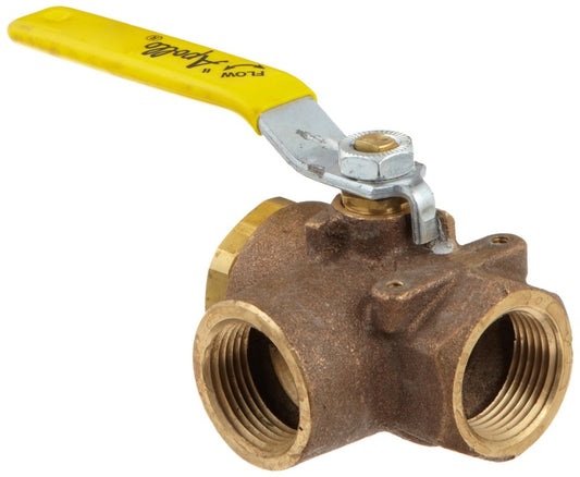 1" 3-Way Brass Ball Valve
