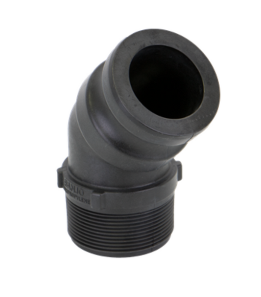 2" 45°  Male Adapter X 2" Male Thread Poly Cam Lever Coupling