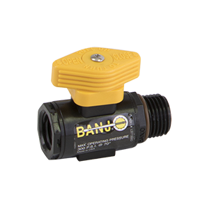 3/8" Female x 1/2" Male NPT Poly Micro Locking Valve