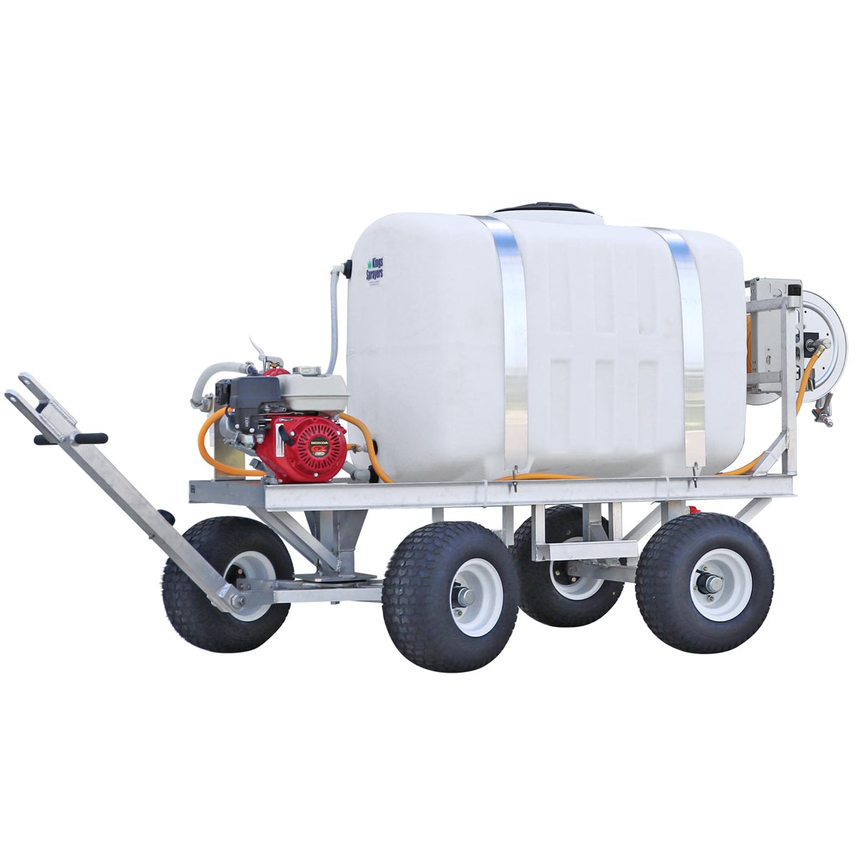 Kings 200 Gallon 4-Wheel Sprayer, 15 GPM, 580 PSI, Diaphragm Pump, Honda GX270, Manual Hose Reel, 300' of 1/2" ID Hose, Model K4C200