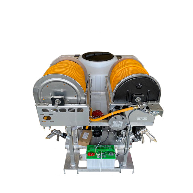 Kings 200 Gallon Skid Sprayer, 9.6 GPM, 580 PSI, Diaphragm Pump, Honda GX160, Dual Electric Hose Reels, 300' of 1/2" ID Hose, Battery, Model KS200