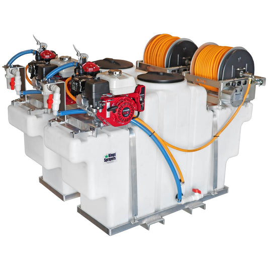 Kings Sprayers 100/100 Gallon SpaceSaver Skid Sprayer with Dual Electric Hose Reels