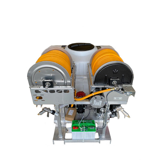Kings 200 Gallon Skid Sprayer, 9.6 GPM, 580 PSI, Diaphragm Pump, Honda GX160, Dual Electric Hose Reels, 300' of 1/2" ID Hose, Battery, Model KS200