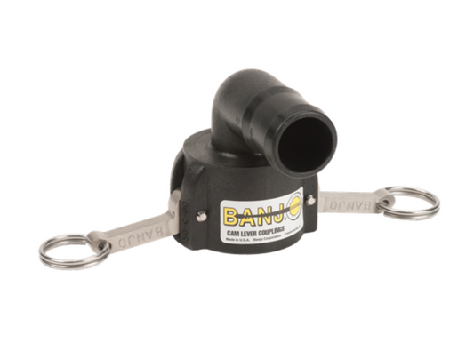 1-½" 90°  Female Coupler X 1-½" Hose Shank Poly Cam Lever