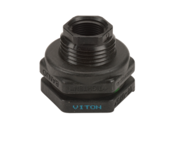 3/4" Poly Bulkhead Tank Fitting with FKM Gasket