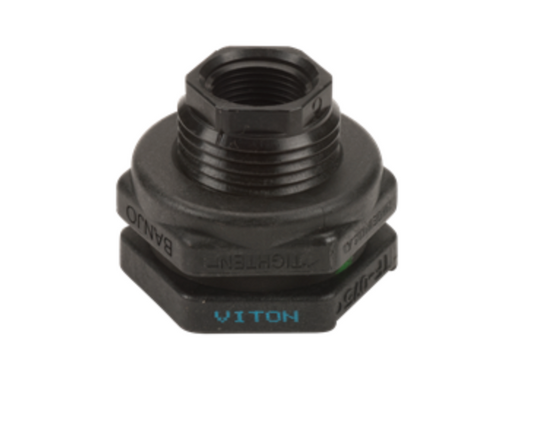 3/4" Poly Bulkhead Tank Fitting with FKM Gasket