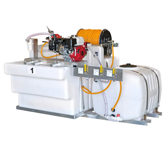 Kings Sprayers 300/100 Gallon SpaceSaver Dual Tank Skid Sprayer w/ 10 GPM Pump & Electric Reel 300' 1/2" ID Hose