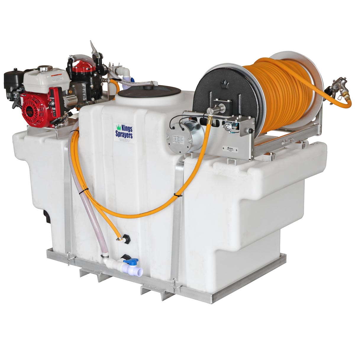 Kings Sprayers 200 Gallon SpaceSaver Skid w/ 10 gpm Pump & Electric Reel w/ 300' 1/2" ID Hose