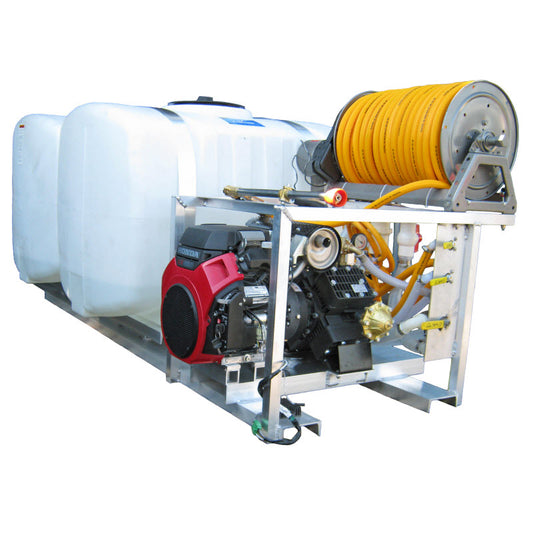 Kings 400 Gallon (200/200) Dual Tank Skid Sprayer, 36.4 GPM, 725 PSI, Diaphragm Pump, Electric Hose Reel, Model KS2002
