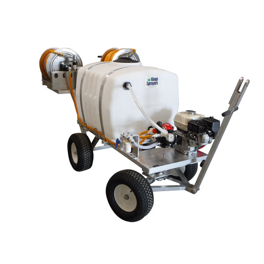 Kings 100 Gallon 4-Wheel Sprayer, 6.5 GPM, 362 PSI, Diaphragm Pump, 5.5 HP Engine, Dual Manual Hose Reels, Model K4C100