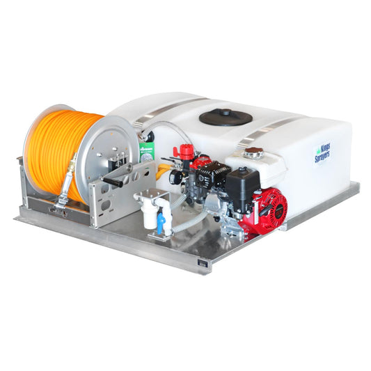 Kings Sprayers 50 Gallon Low Profile Skid Sprayer with 6 gpm Diaphragm Pump and Manual Hose Reel