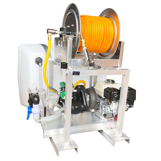 Kings Sprayers KS100 100 Gallon Soft Wash Skid Sprayer with 10 gpm Diaphragm Pump & Manual Hose Reel