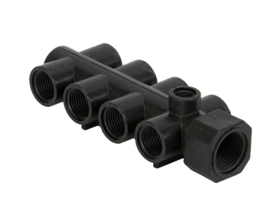 8 Station Manifold ¾" Inlet X ½" Outlet with ¼" Gauge Port