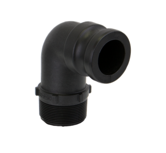 2" 90°  Male Adapter X 2" Male Thread Poly Cam Lever Coupling