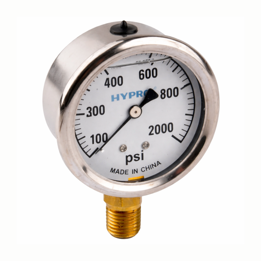 0-2000 PSI Pressure Gauge (Bottom Mount)