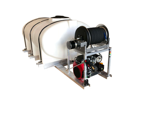 Kings 500 Gallon Pressure Washer Skid Sprayer, 7.9 GPM, 3480 PSI, Plunger Pump, 20 HP Electric Start, Electric Hose Reel, Model KS510