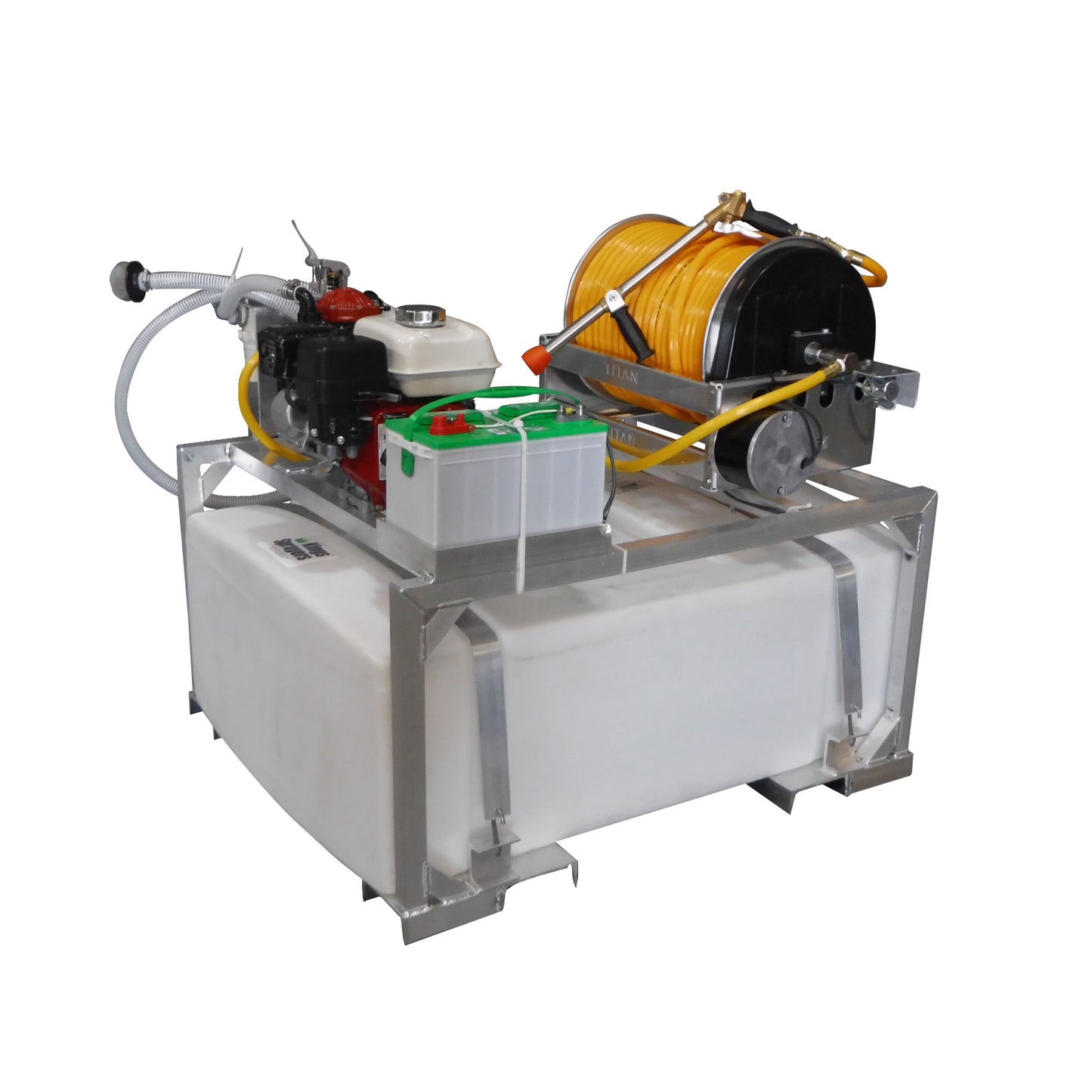 Kings Sprayers 100 Gallon UTV Skid Sprayer with 10 gpm Diaphragm Pump & Electric Hose Reel w/ Battery Kit (Deep Cycle)